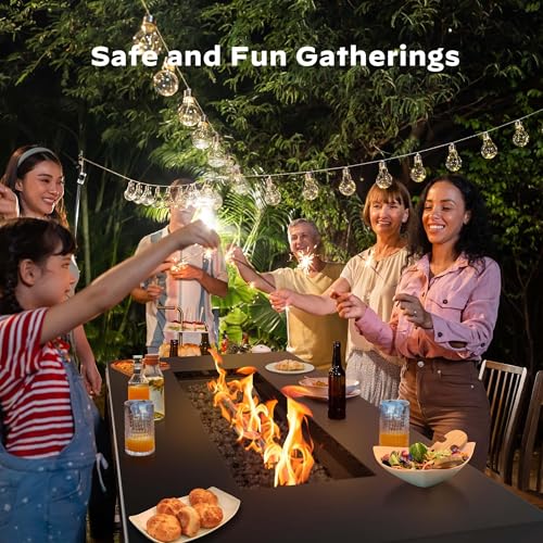 Ciays Propane Fire Pits 32 Inch Outdoor Gas Fire Pit, 50,000 BTU Steel Fire Table with Lid and Lava Rock, Add Warmth and Ambience to Gatherings and Parties On Patio Deck Garden Backyard, Black