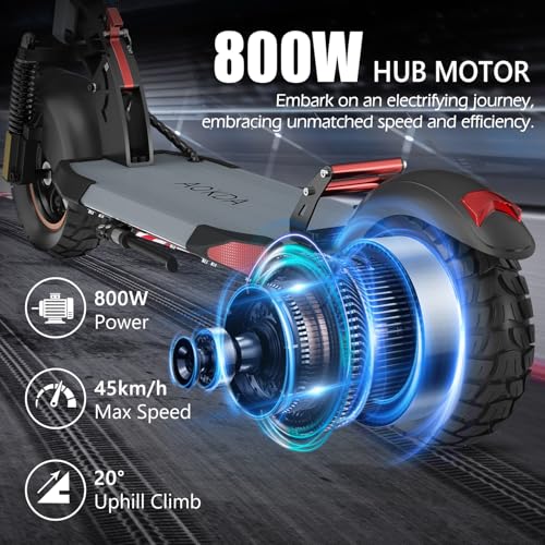 Electric Scooter Adults, 800W Motor & 28 MPH Portable Folding Commuting Eletric Scooter, Up to 22 Miles Range, 10" Off Road Tires e Scooter, Dual Brake & Dual Suspension Scooter for Adult E-Scooter