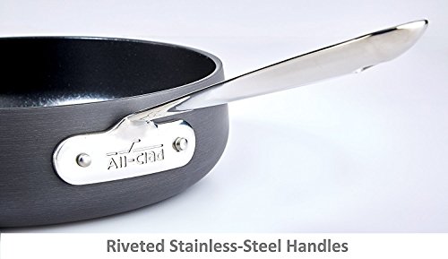 All-Clad HA1 Hard Anodized Nonstick 2 Piece Fry Pan Set 10, 12 Inch Induction Pots and Pans, Cookware Black and HA1 2 Pack 10" & 12" Glass Lid, Clear