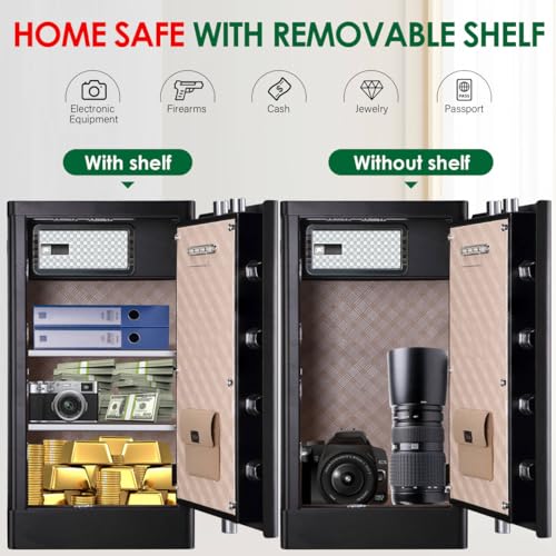 7.2 Cu ft Extra Large Biometric Home Safe Fireproof Waterproof, Anti-Theft Touch Screen Fingerprint Home Security Safe Box With Hidden Compartment, Separate Lock Box and Led Light (TC80)