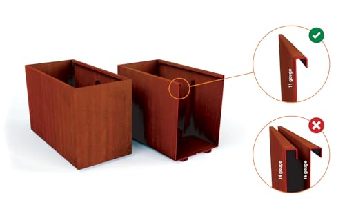 Corten Steel Planter Rectangle Rustic Metal Garden Box, 72" Length 20" Width 24" Height, Heavy Duty | Made in USA | Fully Assembled | Commercial Residential | with Drain Holes