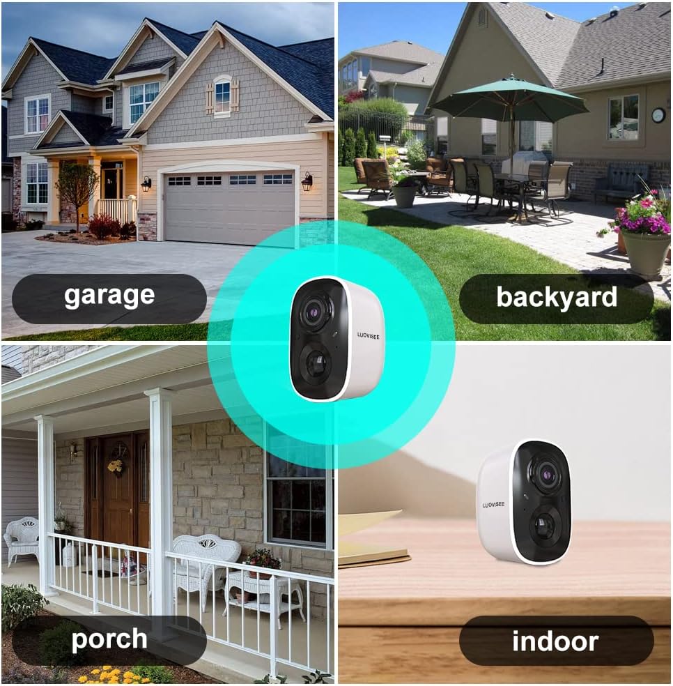 Wireless Home Security Camera Outdoor WiFi with Light Night Vision Rechargeable Battery AI Motion Detection, Surveillance Wireless Camera Outdoor,1080