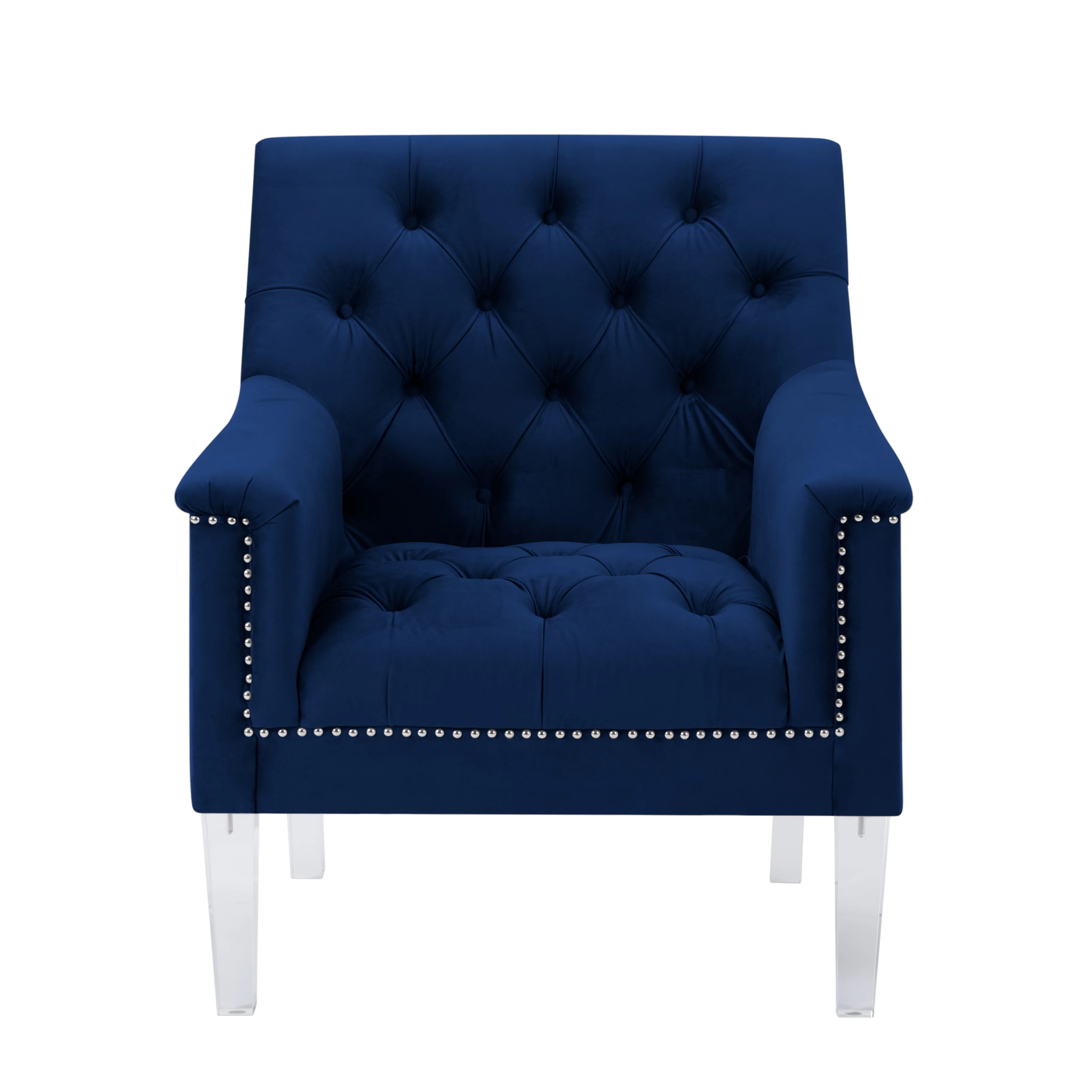 3 Piece Living Room Set Navy Blue Velvet