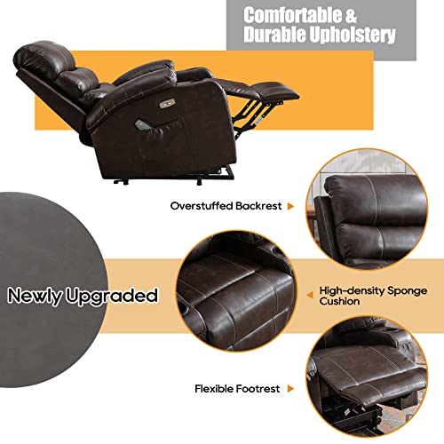 Lift Chair, Lift Chairs Recliners for Elderly, Power Lift Chair with Massage and Heat, Power Lift Chair with USB Port, 2 Cup Holders, 4 Pockets, PU Leather