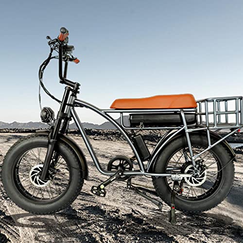 SMLRO Dual Motor 2000W Retro Two-Person Electric Bicycle, 7-Speed 20" Tire Electric Snow Mountain Shopping Ebike, 48V 18Ah E-Bike with Rear Turn Signal