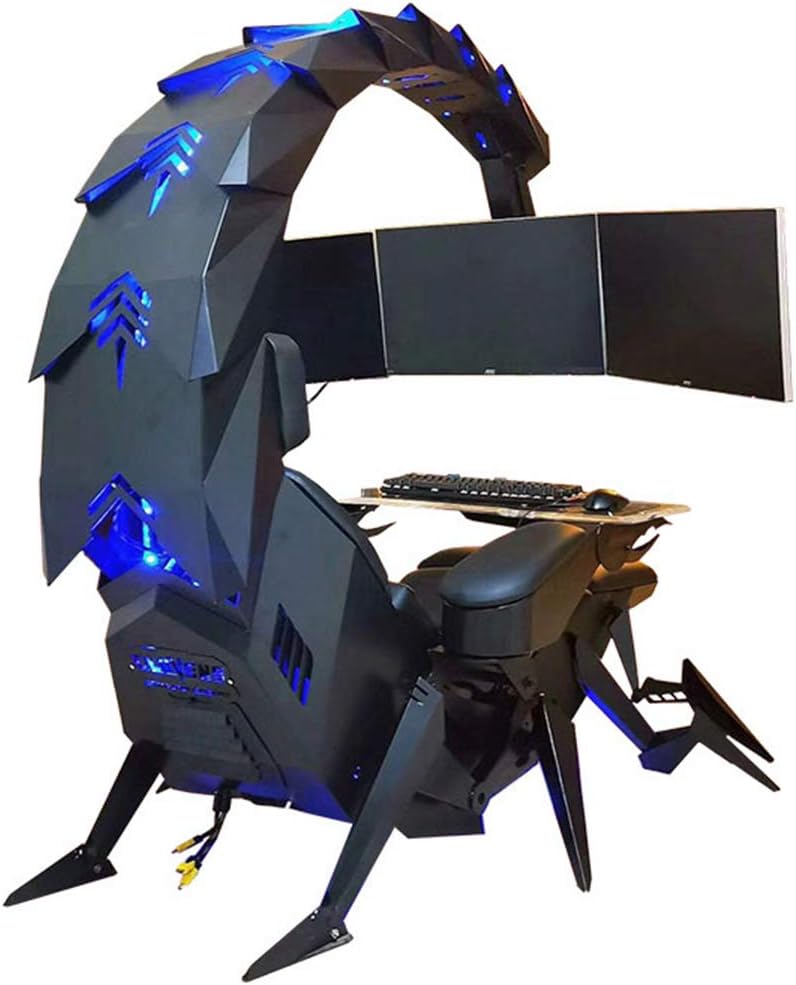 Super Deluxe Racing Gaming Chair Executive Office Cockpit Gaming Station Video Gaming Chair Computer Table and Chair High-Back Swivel Chair with Headrest Lumbar Support