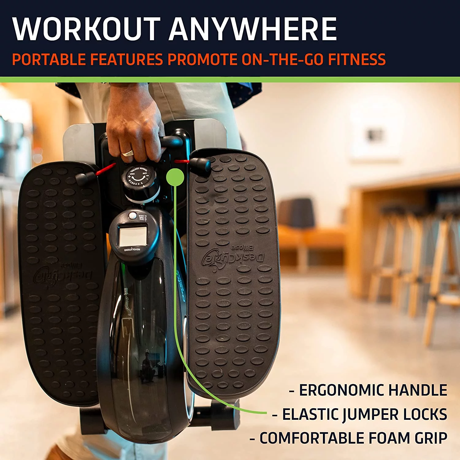 DeskCycle Ellipse Under Desk Elliptical Machine - Get Fit While You Work with Our Compact Mini Seated Elliptical Machine - Burn Calories, Boost Energy, Tone Muscles, and Increase Productivity, Black