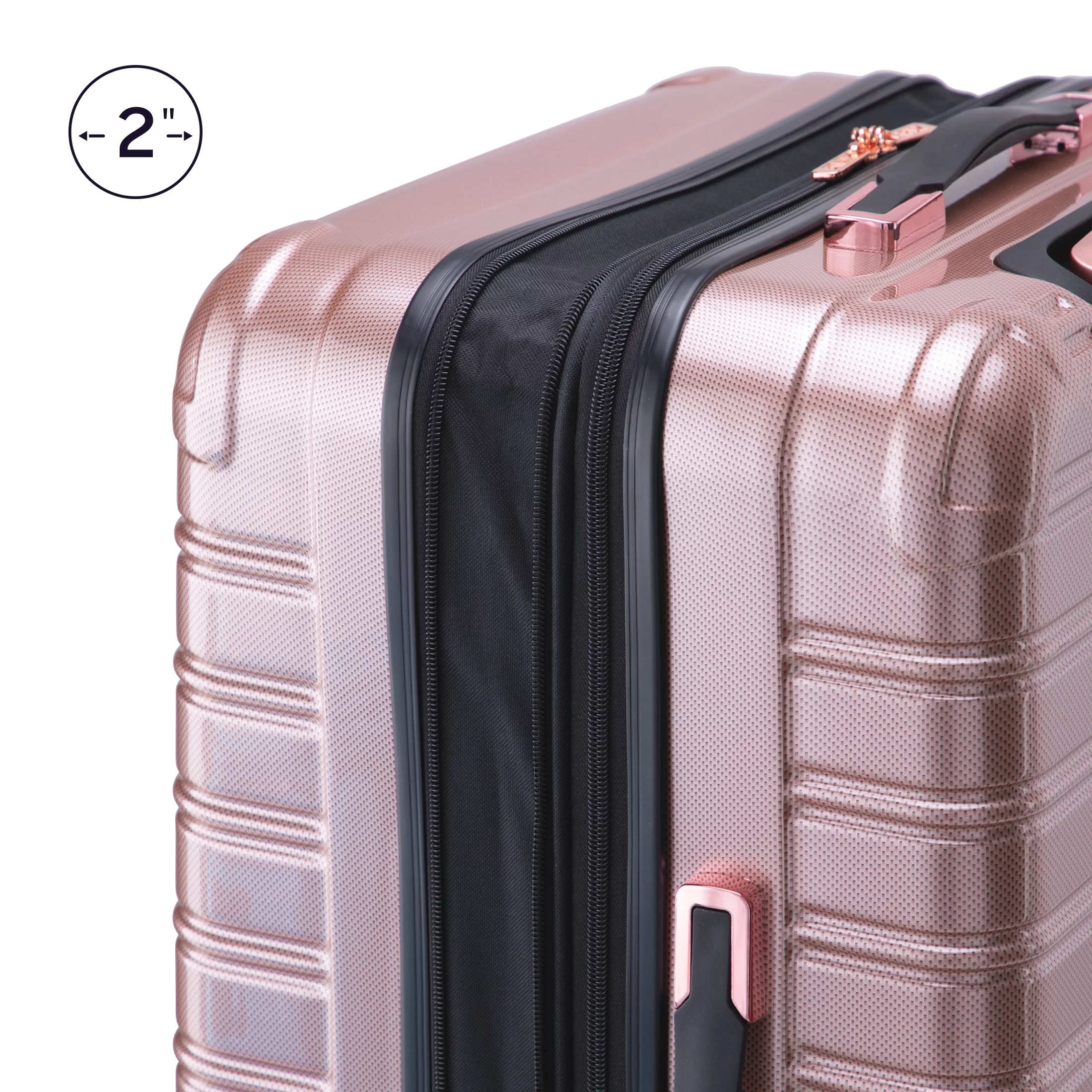 iFLY Hardside Luggage Fibertech 3 Piece Set, 20" Carry-on Luggage, 24" Checked Luggage and 28" Checked Luggage, Rose Gold