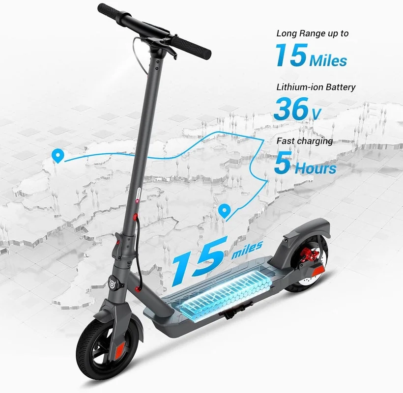 SISIGAD Electric Scooter for Adults, Peak 500W Motor, 8.5" Solid Tires, 15 Miles Long Range & 19Mph Speed Folding Electric Adult Scooter for Commuting with Double Braking System
