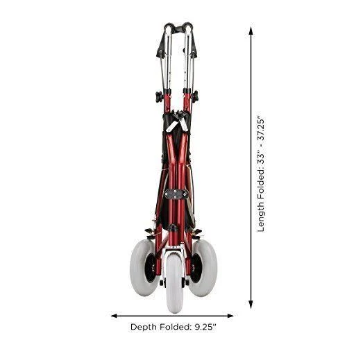 Nova Traveler 3-Wheeled Rollator Walker, Red