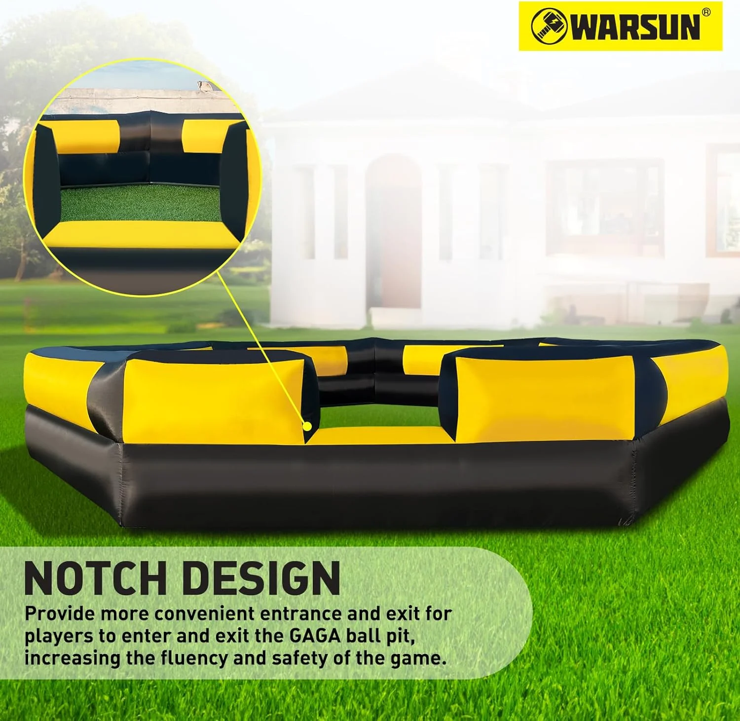 WARSUN 15FT Gaga Ball Pit Inflatable with Powerful Blower Portable Gagaball Court for Indoor Outdoor