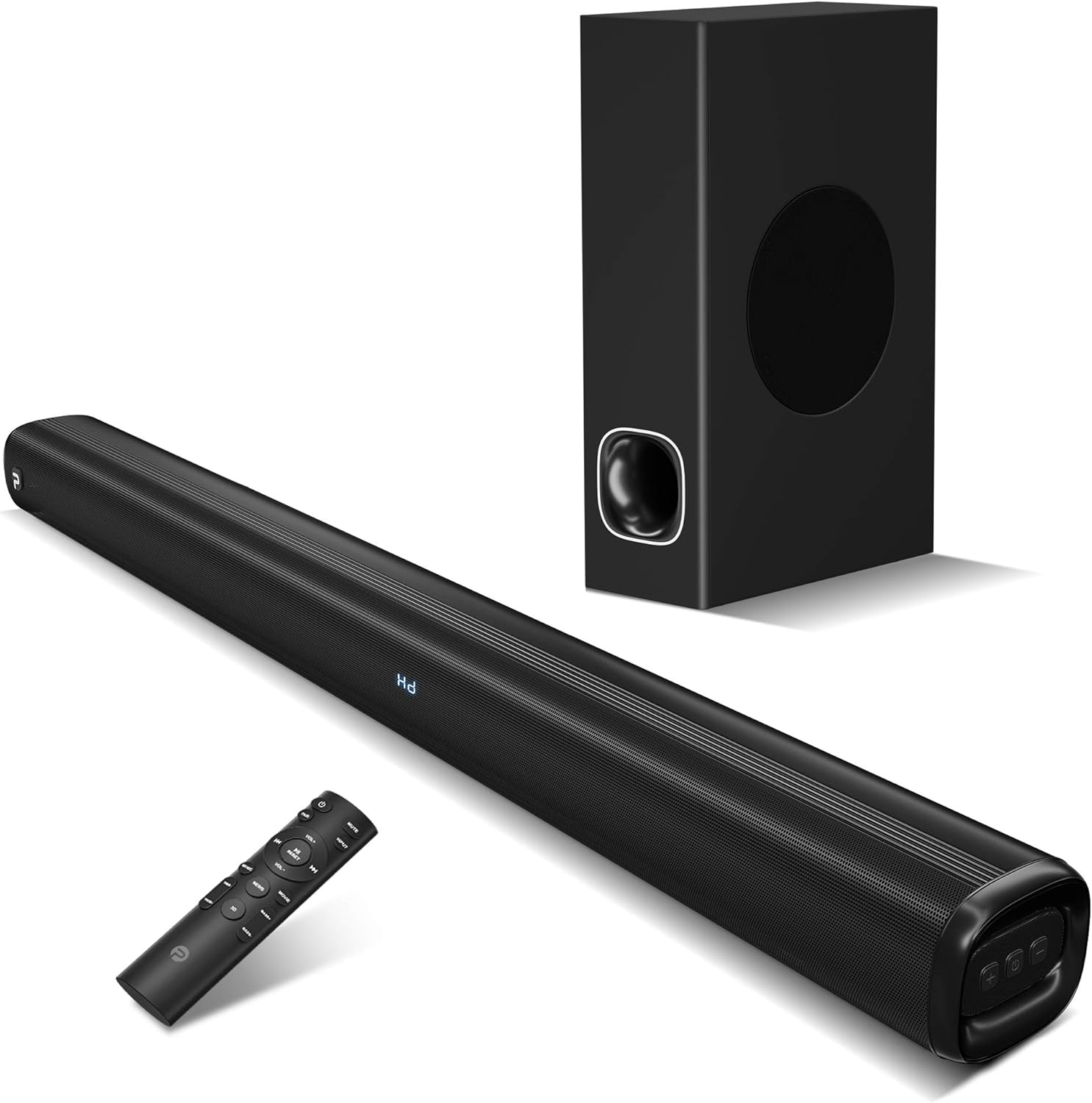 Sound Bar Compatible with Dolby Audio, Roku TV Ready, Sound Bars for TV with Subwoofer, Bluetooth 5.0/HDMI ARC/Optical/AUX/RCA Connection