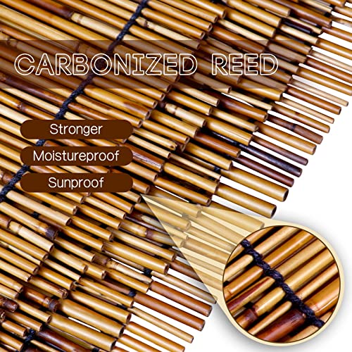 Natural Reed Fencing Rolls,5.5T X 16.4FT Reed Screen Curtain Balcony Reed Fence Bamboo Screen Fencing for Outdoor Backyard Patio（Brown）