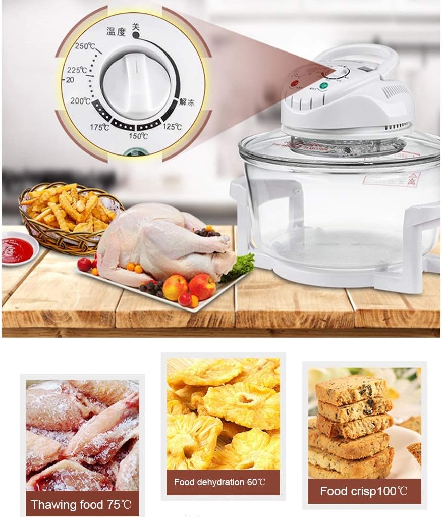Shi xiang shop Air Fryer High Borosilicate Glass, Multifunction Oil-Less Air Fryer 17L Large Capacity with Barbecue Rack, Infrared Convection Halogen Oven Countertop Healthy Cooking