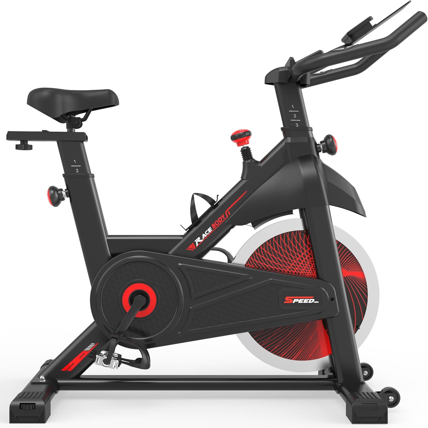 Exercise Bike, Indoor Cycling Bike with Silent Belt Drive, Heavy Flywheel and LCD Monitor for Home, Indoor Bike for Gym Cardio Workout Training