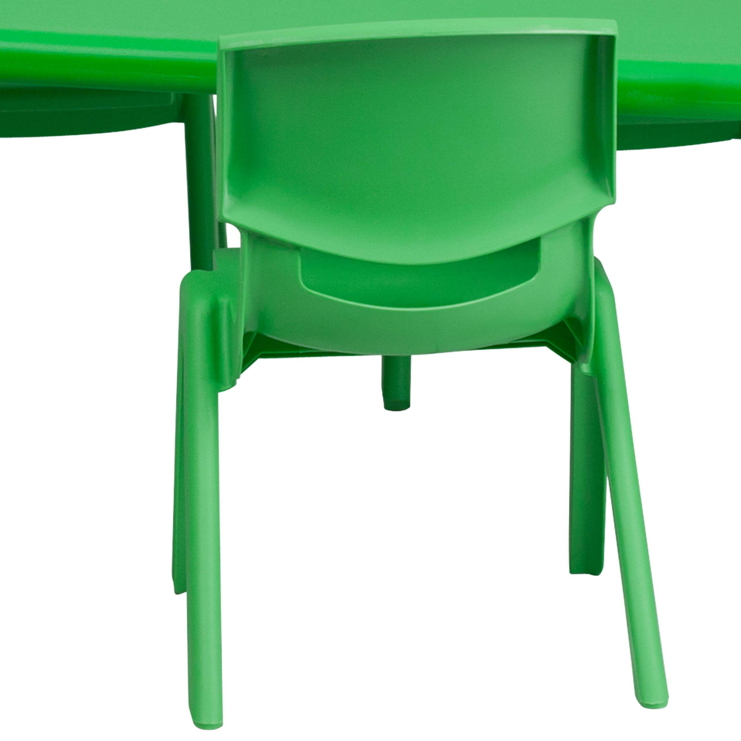 Flash Furniture 24&&W x 48&&l Rectangular Green Plastic Height Adjustable Activity Table Set with 4 Chairs