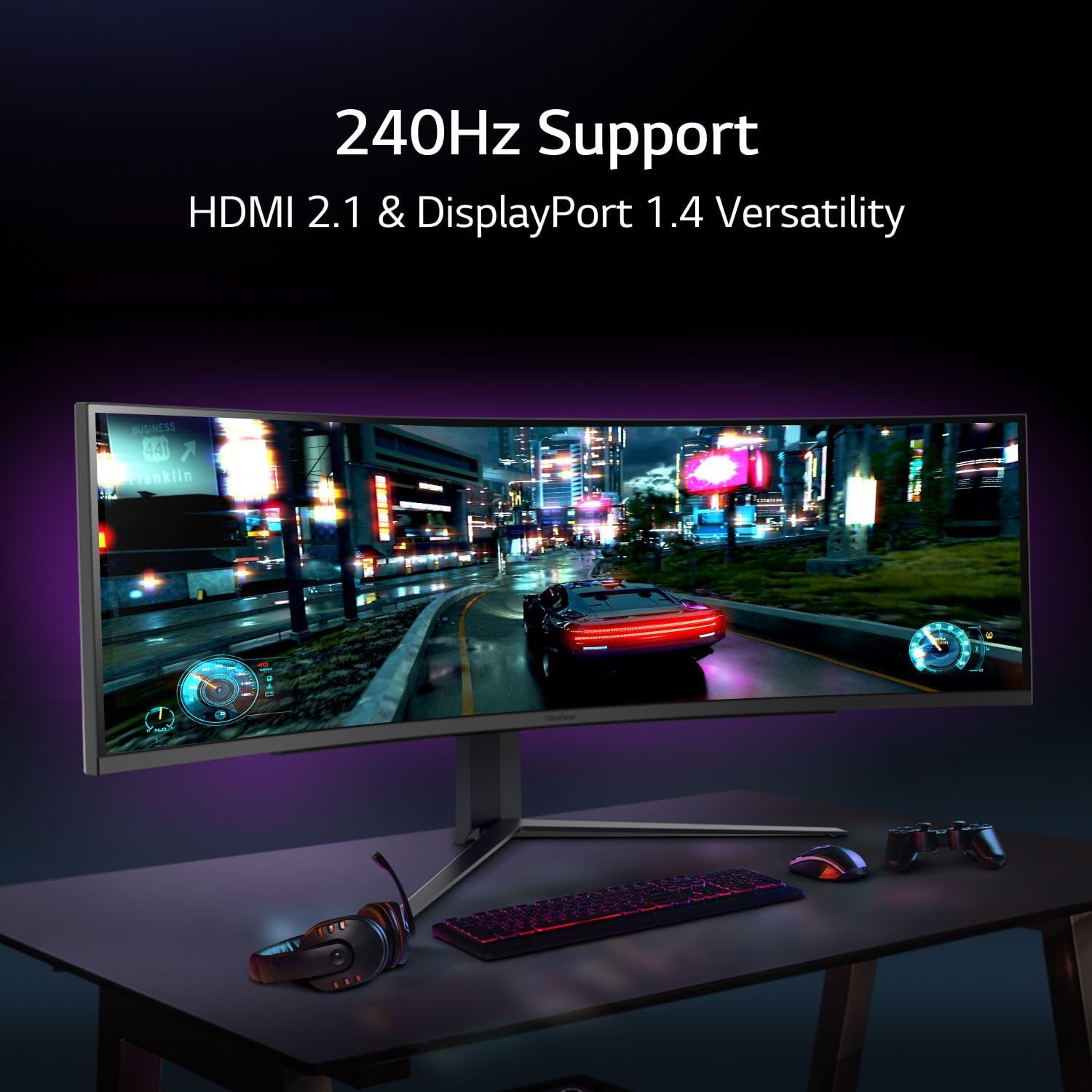 LG 49GR85DC-B.AUS 49" Curved Ultragear™ DQHD 1ms 240Hz Monitor with VESA DisplayHDR™ 1000, Black (Renewed)