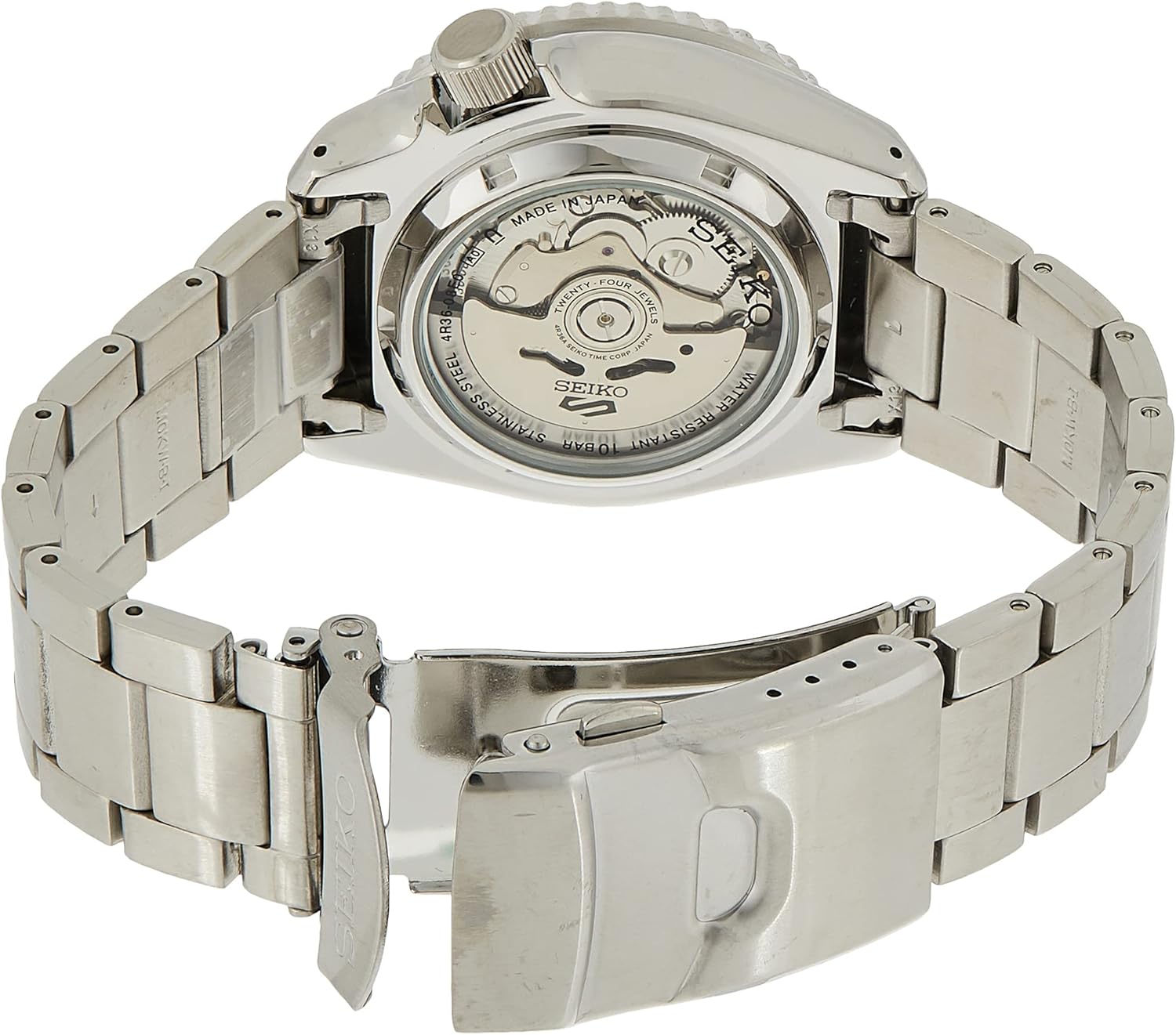 SEIKO Men's 5 Sports Automatic Watch with Stainless Steel Strap, Silver, 22 (Model: SRPE71)