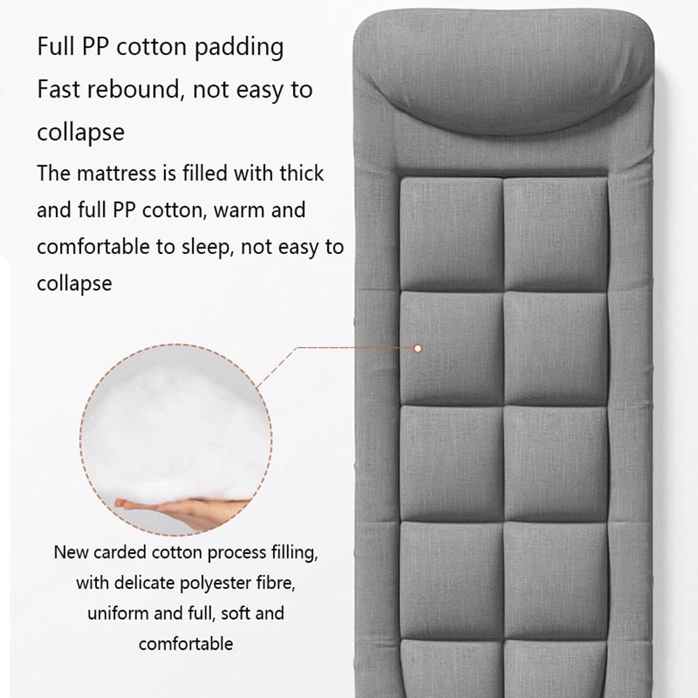 Folding Camping Cot with Mattress and Pillow, Portable No Installation Lightweight Adult Sleeping Bed for Home,Office,Camping and Travelling (Dark Grey)