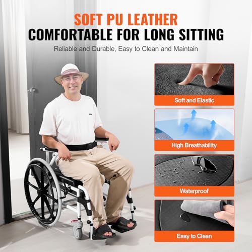 VEVOR Shower Wheelchair, 17.5in Width Aluminum Alloy Bathroom Wheelchair for Inside Shower, Adjustable Rolling Shower Chair w/Brake for Disabled Adult, 300 lbs Capacity Shower Transport Chair