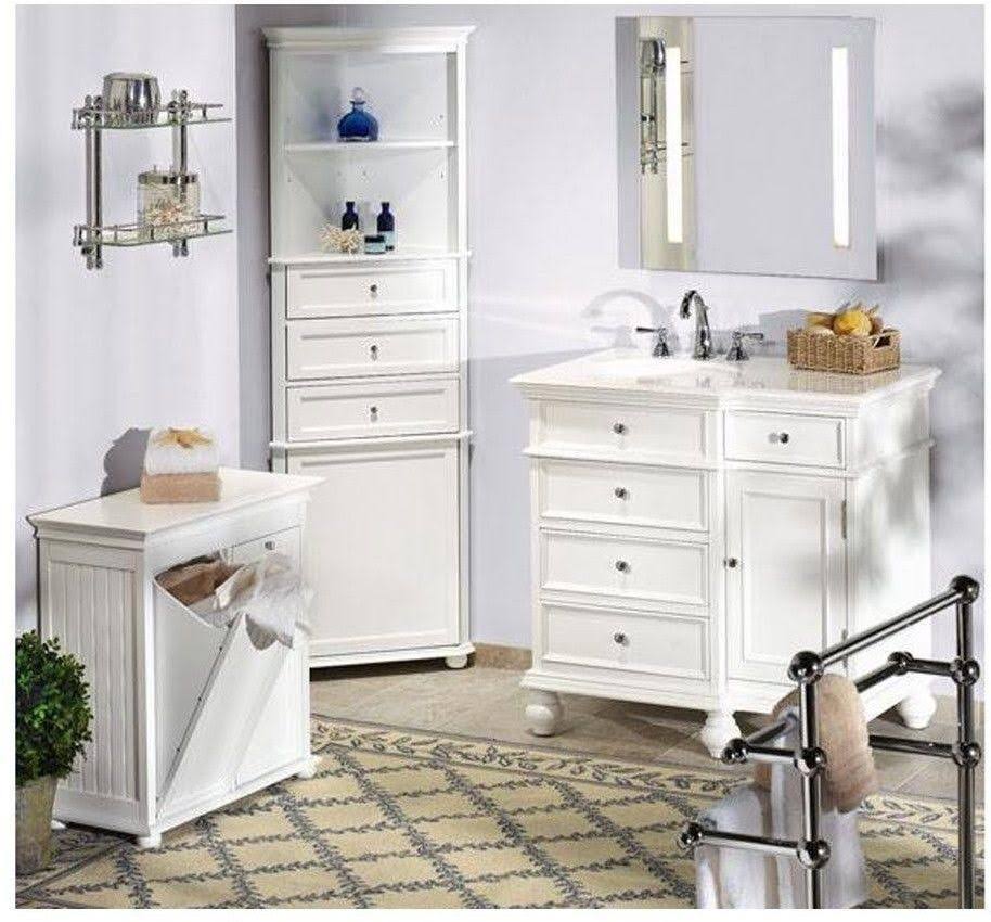 Hampton Harbor 23 in. W x 13 in. D x 67-1/2 in. H Corner Linen Cabinet in White