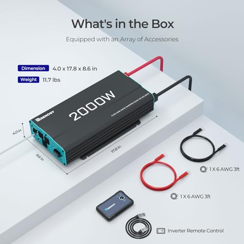 Renogy Inverter PUH, 3000W Pure Sine Wave Power Inverter with UPS Transfer Switch & Bluetooth, 12V DC to 120V AC Converter for RV, Truck, Home,Camping - 6000W Surge Power, Remote Monitoring