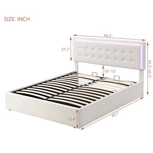 Lift Storage Bed Queen Size Linen Upholstered Platform Beds Modern Queen Bed Frame with a Hydraulic Storage and Slat Support, Gray ，Queen Bed