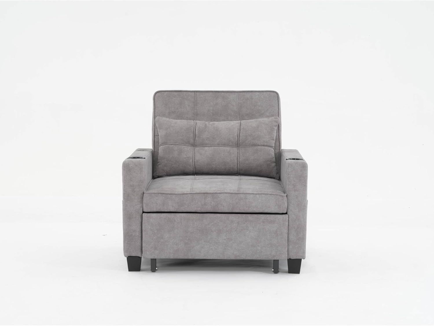 Futon Chair Bed Convertible Chair 3-in-1 Pull Out Sleeper Chair Beds with USB Ports,Wear-resistant and Anti-scratch, Armchair Bed Sleeper for Living Room (Light Grey Scratch Cloth)