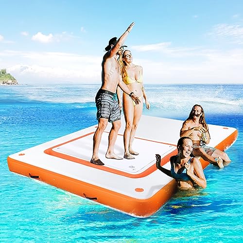 VOFiTNY Inflatable Floating Dock, Swim Platform Floating Dock for Lakes, Lake Floats for Adults, Island Raft Mat for Lake Beach Ocean, Non-Slip Surface