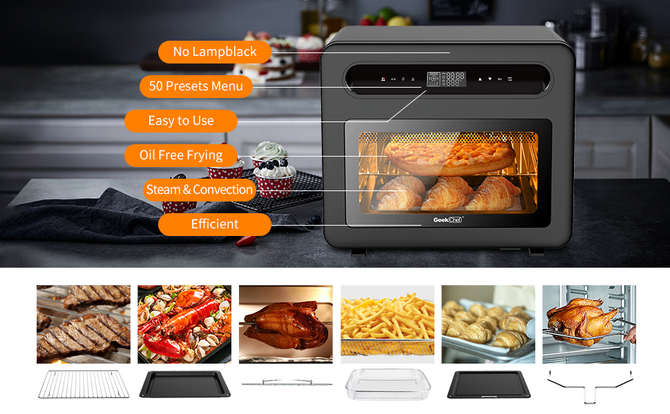 Air Fryer Toast Oven Combo with Rotisserie and Dehydrator Extra Large Capacity Family Size,with 6 Slice Toast, 12" Pizza,26 QT