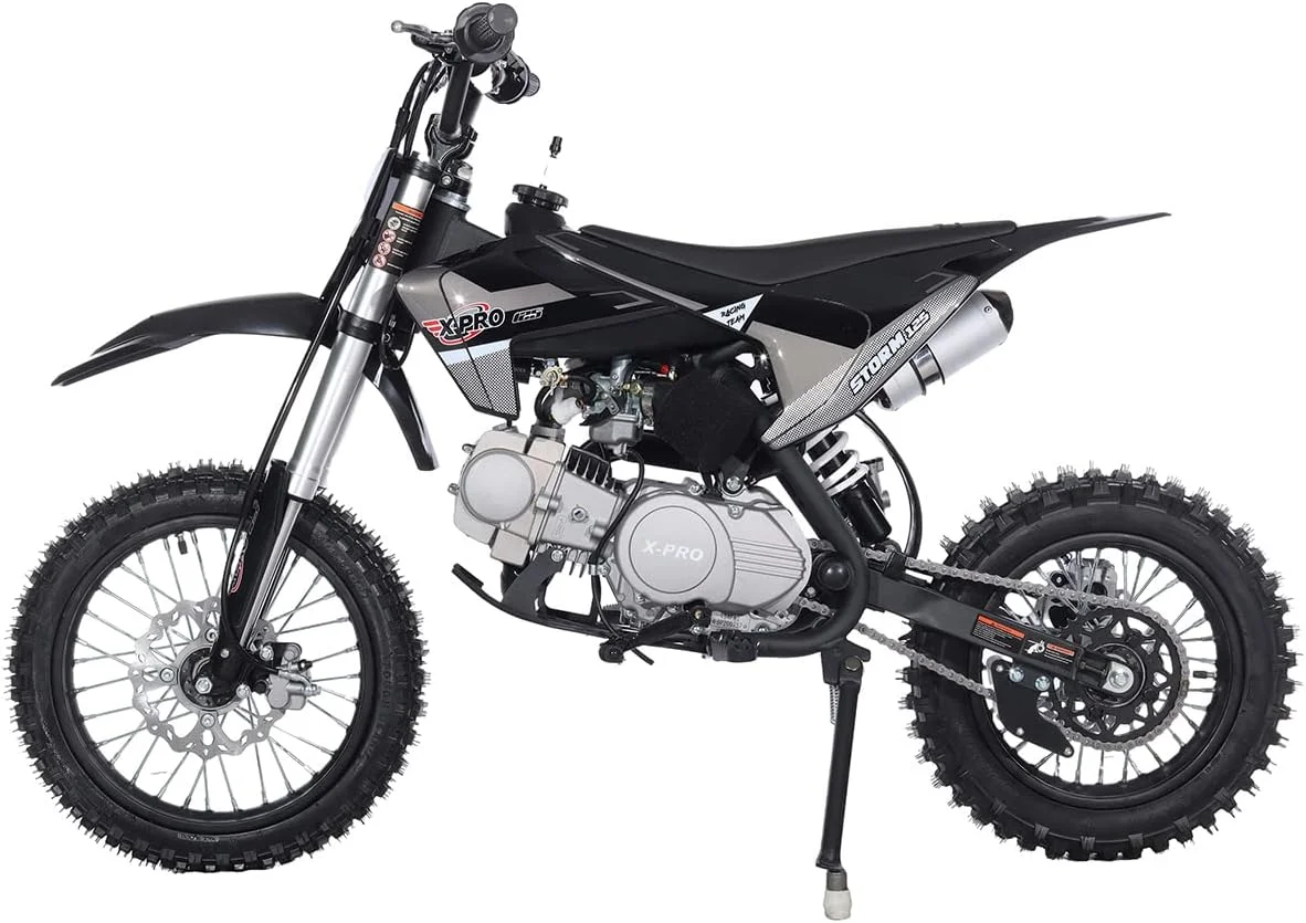 X-Pro Brand New Storm 125cc Dirt Bike with 4-Speed Manual Transmission, Kick Start, Big 14"/12" Tires! - Curated Treasures Market