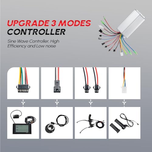 PEXMOR Electric Bike Conversion Kit, 48V 1000W 26" Fat Front Wheel E-Bike Conversion Kit, Ebike Hub Motor Kit Upgrade 3 Mode Controller w/PAS/LCD Display/Twist Throttle Bicycle Ebike Wheel Kit