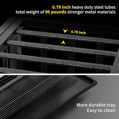 Upgrade 48 Inch Heavy Duty Indestructible XL Dog Crate Steel Escape Proof, Indoor Double Door High Anxiety Cage, Kennel with Wheels, Removable Tray, Extra Large XL XXL