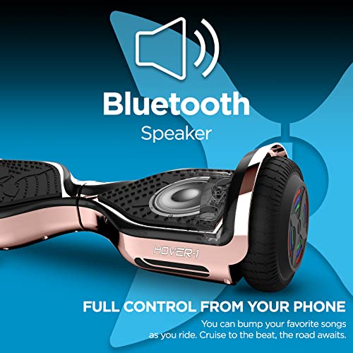 Hover-1 Chrome Electric Hoverboard | 6MPH Top Speed, 6 Mile Range, 4.5HR Full-Charge, Built-In Bluetooth Speaker, Rider Modes: Beginner to Expert