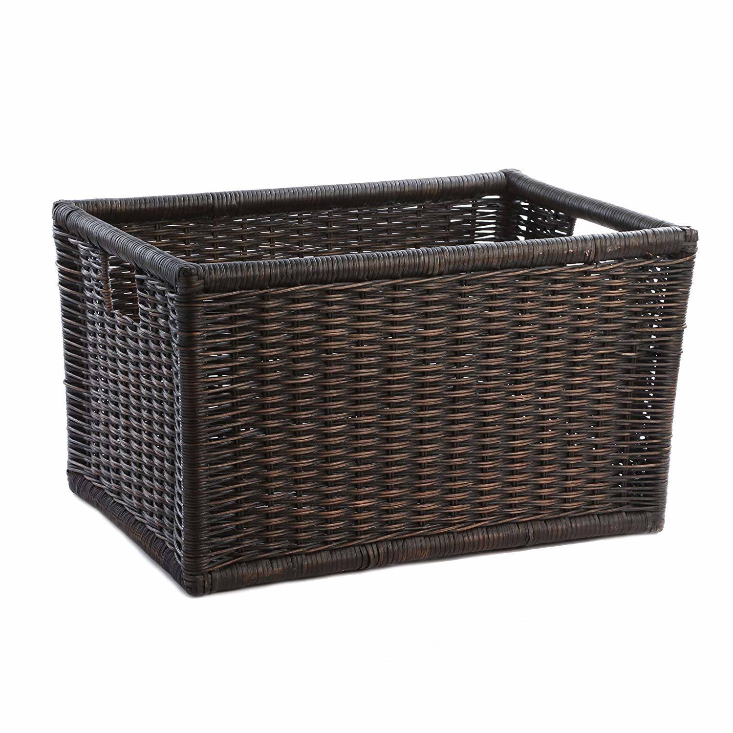 The Basket Lady Wicker Kitchen Cabinet Basket | Pantry Basket, Small, Antique Wa