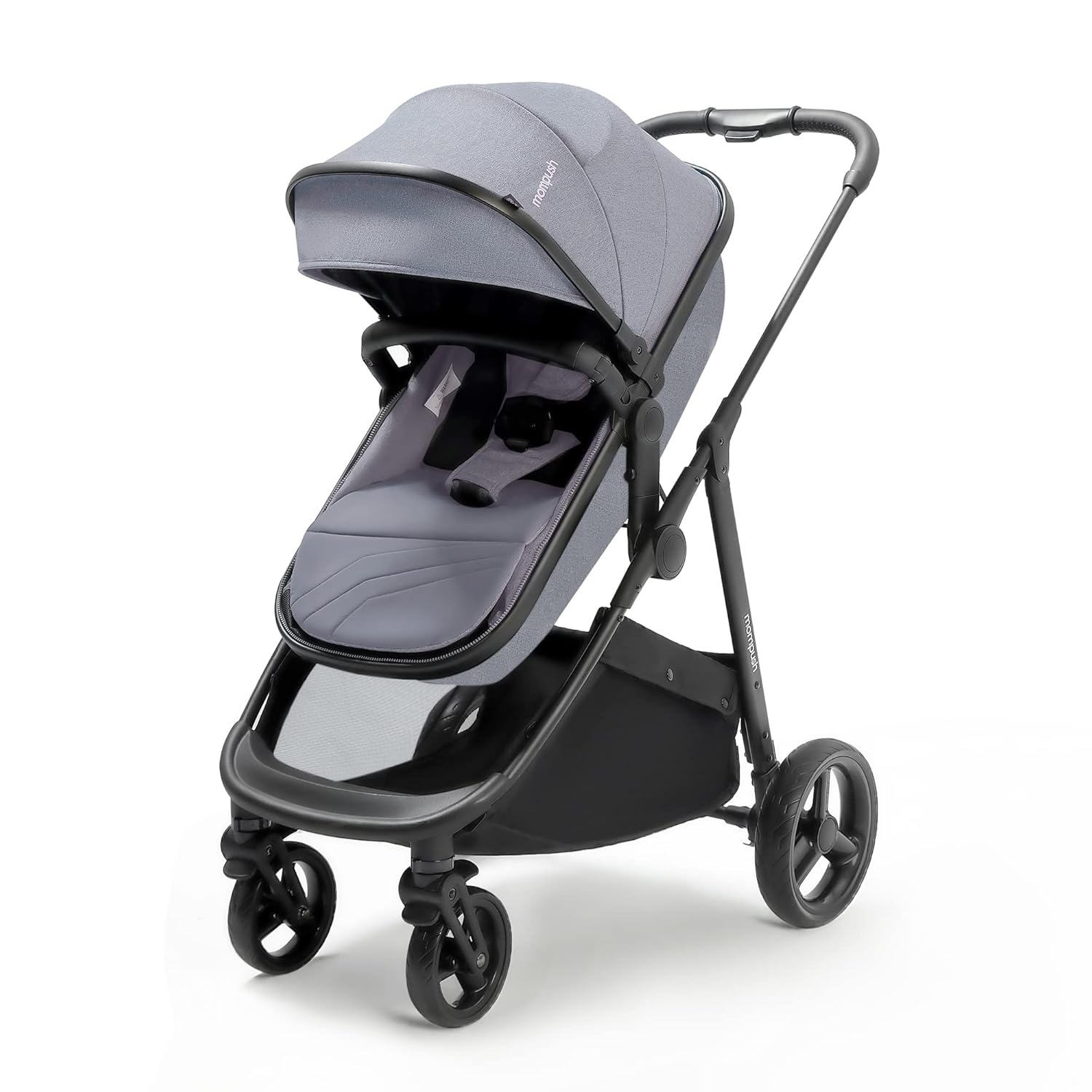 Mompush Wiz, Baby Stroller with True Bassinet Mode for Newborn and Toddler, Convertible Carriage Bassinet to Stroller, Reversible Seat, Foot Cover and Rain Cover Included, Large Storage Space