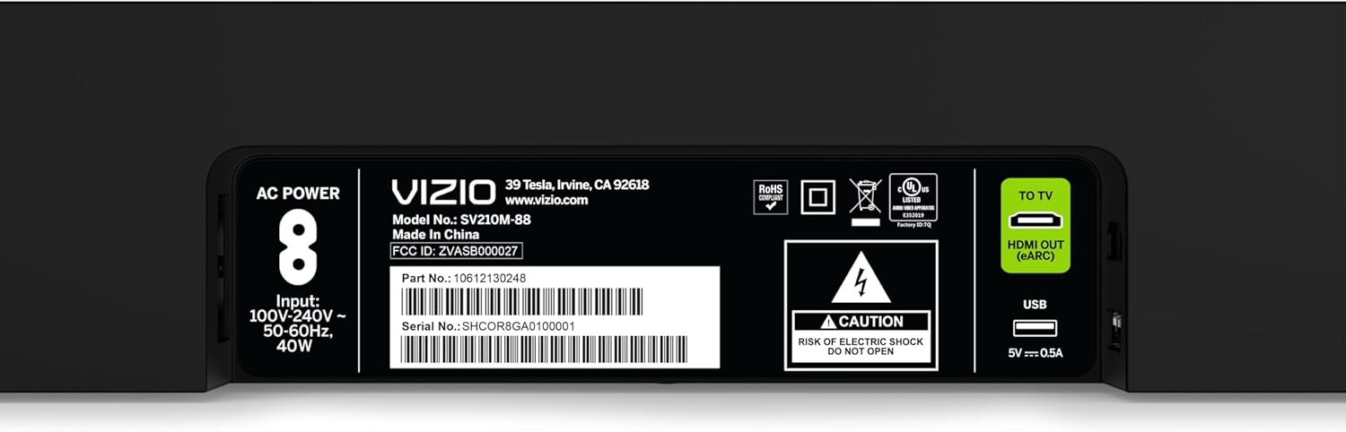 VIZIO 2.1 Soundbar, Wireless Subwoofer w/Dolby Atmos, DTS:X, Bluetooth – SV210M-0808 (New, 2024 Model)