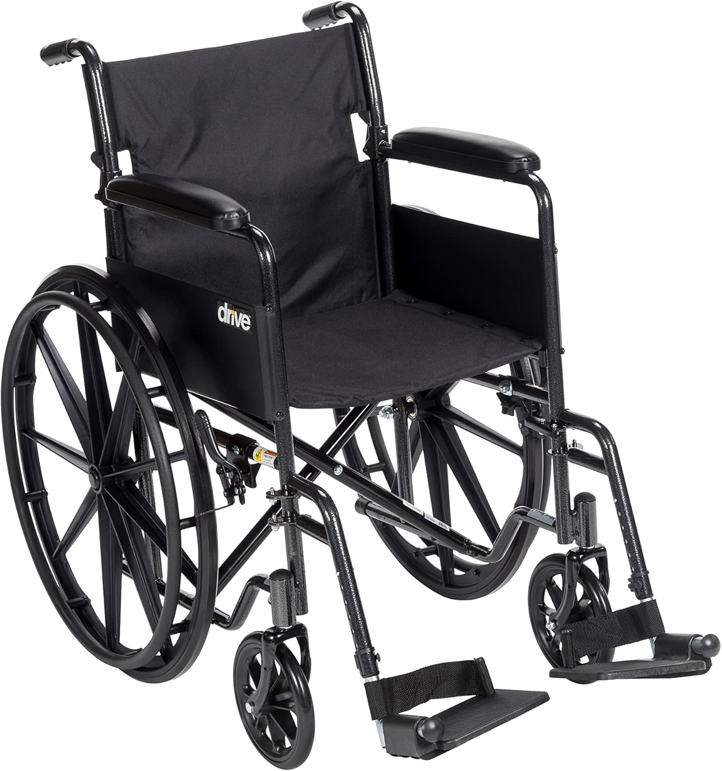 Drive Medical Silver Sport 1 Folding Wheelchair with Full Arms and Swing-Away Footrest + DMI Wheelchair Storage Bag