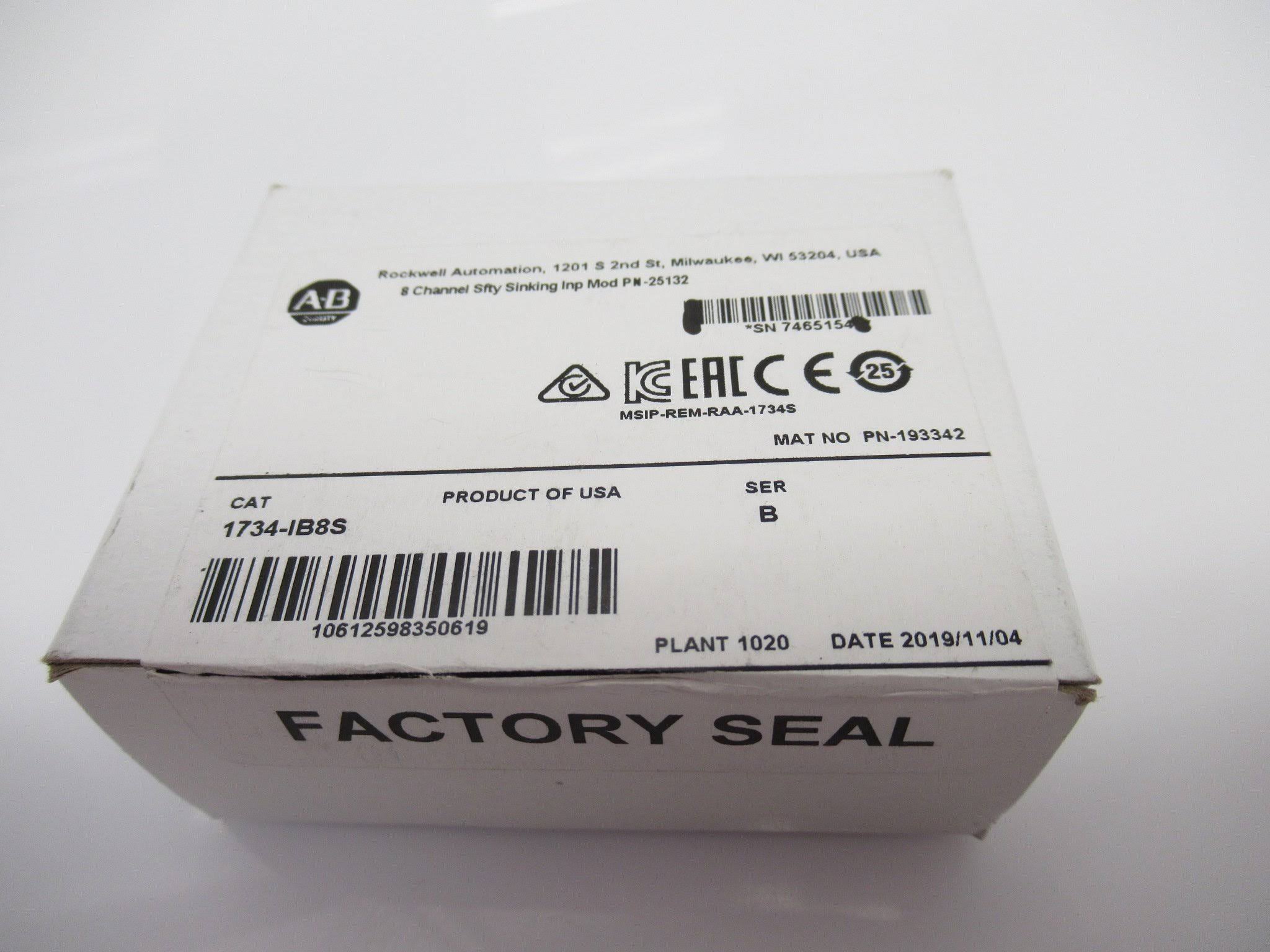 1734-Ib8S Allen-Bradley Safety Sinking Input Module 8 Chnl(New in Box)