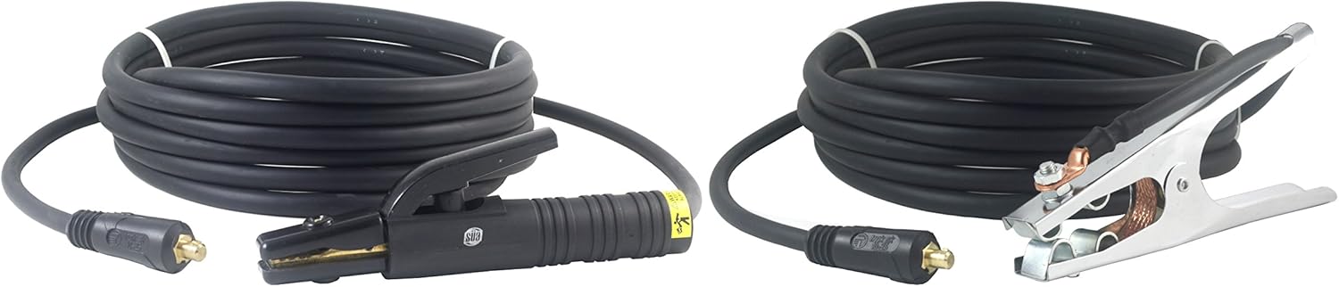 200 Amp Welding Leads Assembly Set - Dinse 10-25 Connector - #2 AWG cable (15 FEET EACH LEAD)