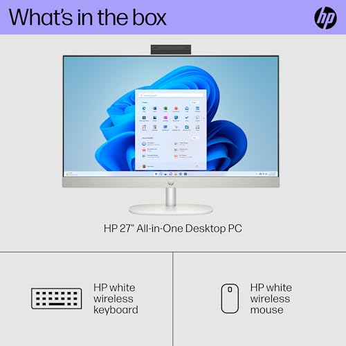 HP Newest 27" All-in-One Desktop Computer, FHD IPS Touchscreen, Intel Core Ultra 7-155U 12-Core Processor, 32GB DDR5, 2TB SSD, Wi-Fi 6, HDMI, Wireless KB&Mouse, Windows 11 Home, P500 Portable SSD