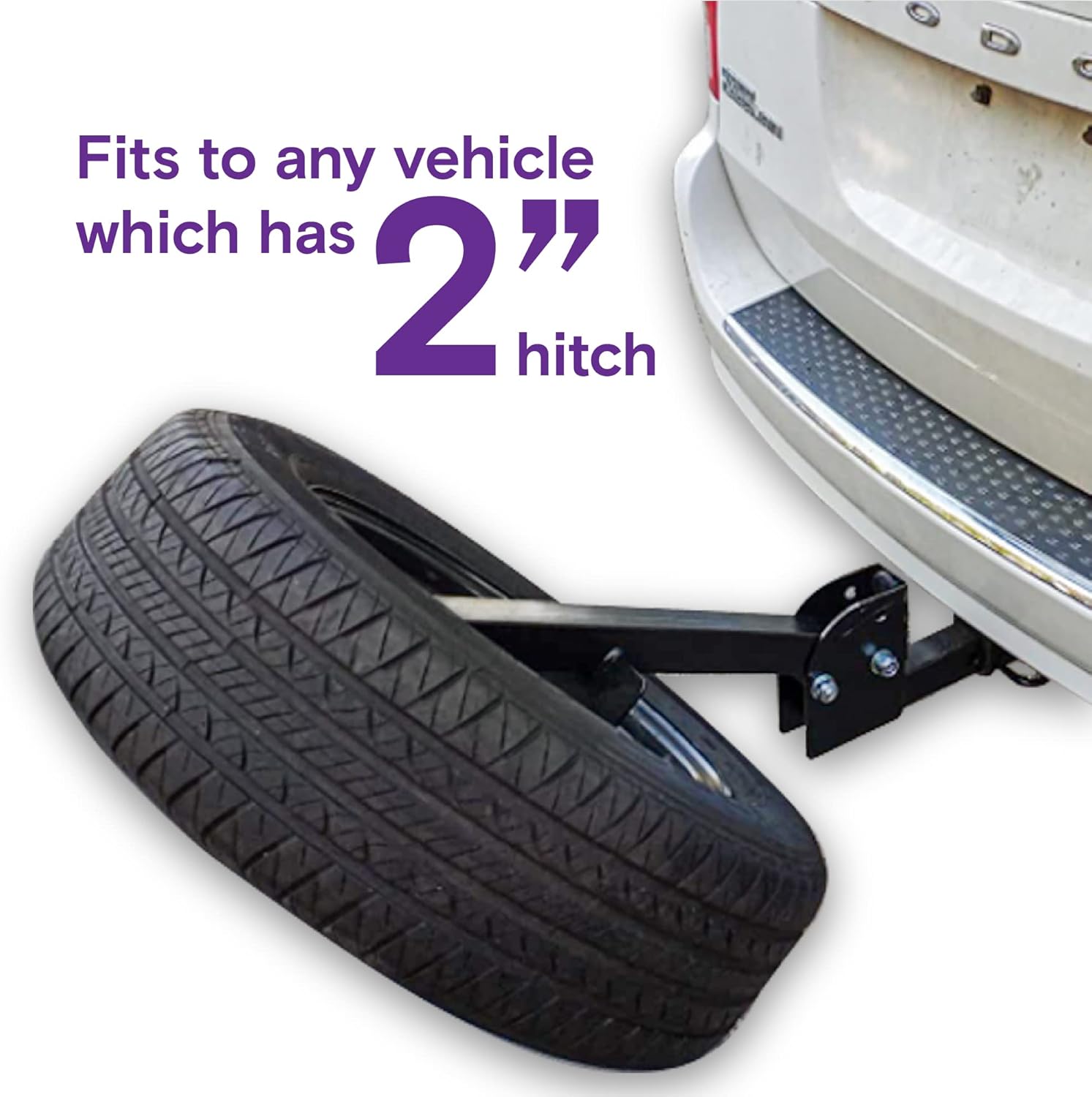 FIXA TOOLS Hitch Spare Tire Mount Universal Trailer Hitch Tire Carrier Foldable Construction for SUV Hitch Mount Collapsible Mount Rack Adaptor for 2-inch Receiver Front and Back Rear Tailgate