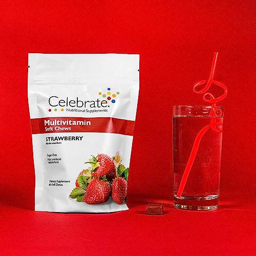 Celebrate Vitamins Bariatric Multivitamin Soft Chews, Strawberry/Orange/Cherry, Multivitamin Chewable for Post Bariatric Surgery Patients, Variety pack, 180 count