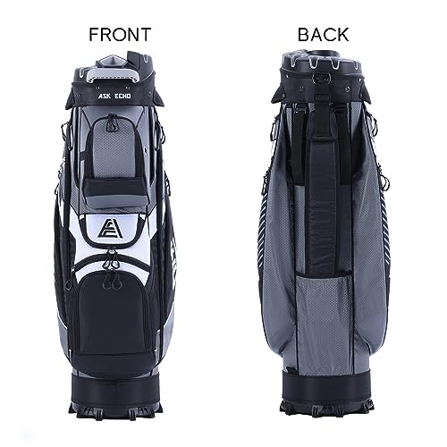 ASK ECHO T-Lock Golf Cart Bag with 14 Way Organizer Divider Top, Premium Cart Bag with Handles and Rain Cover for Men
