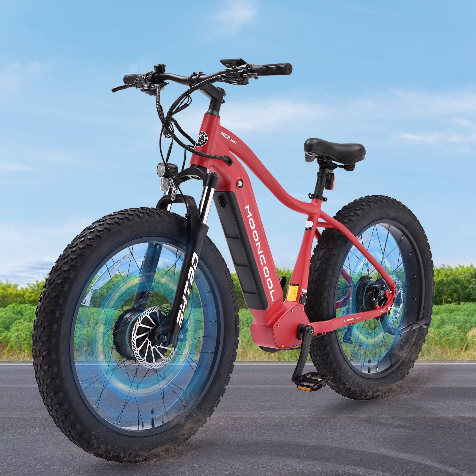 FICISOG 26" x 4" Adult Fat Tire Electric Bike , 500Wx2 Dual Motor AWD MTB, All Terrain Mountain Ebikes, 48V 15AH Removable Battery, 20MPH 7-Speed Electric Bicycle,Single Motor Range 30-45 Miles