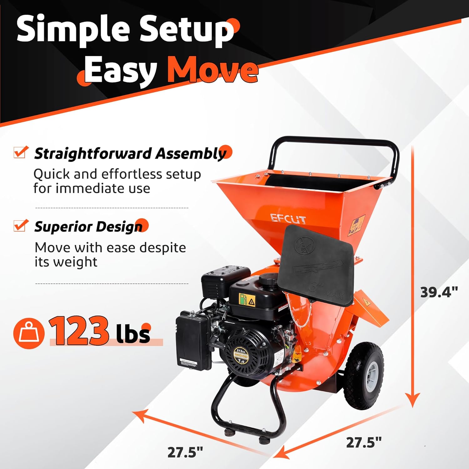 3-in-1 Multi-Function Wood Chipper Shredder Mulcher + Blade Repacements (2 Sets)