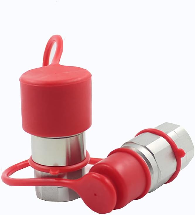 2-Sets ISO16028 1/4 Flat Face Hydraulic Quick Connect Coupling/Coupler Set W/Black Dust Cap 1/4'' NPT Thread
