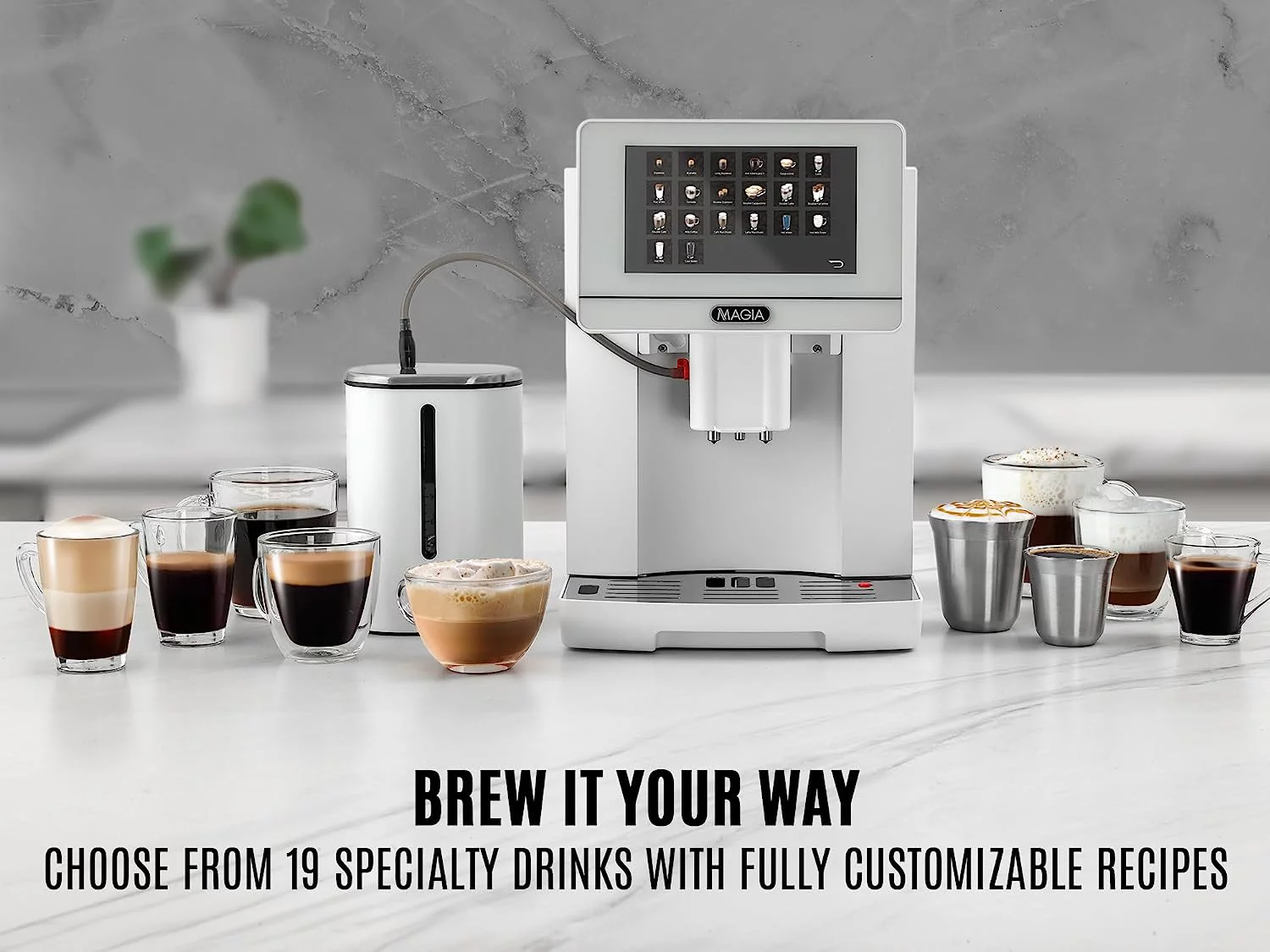 Zulay Kitchen Super Automatic Coffee Espresso Machine with Grinder and Milk Frother  - Espresso Coffee Maker - White Magia