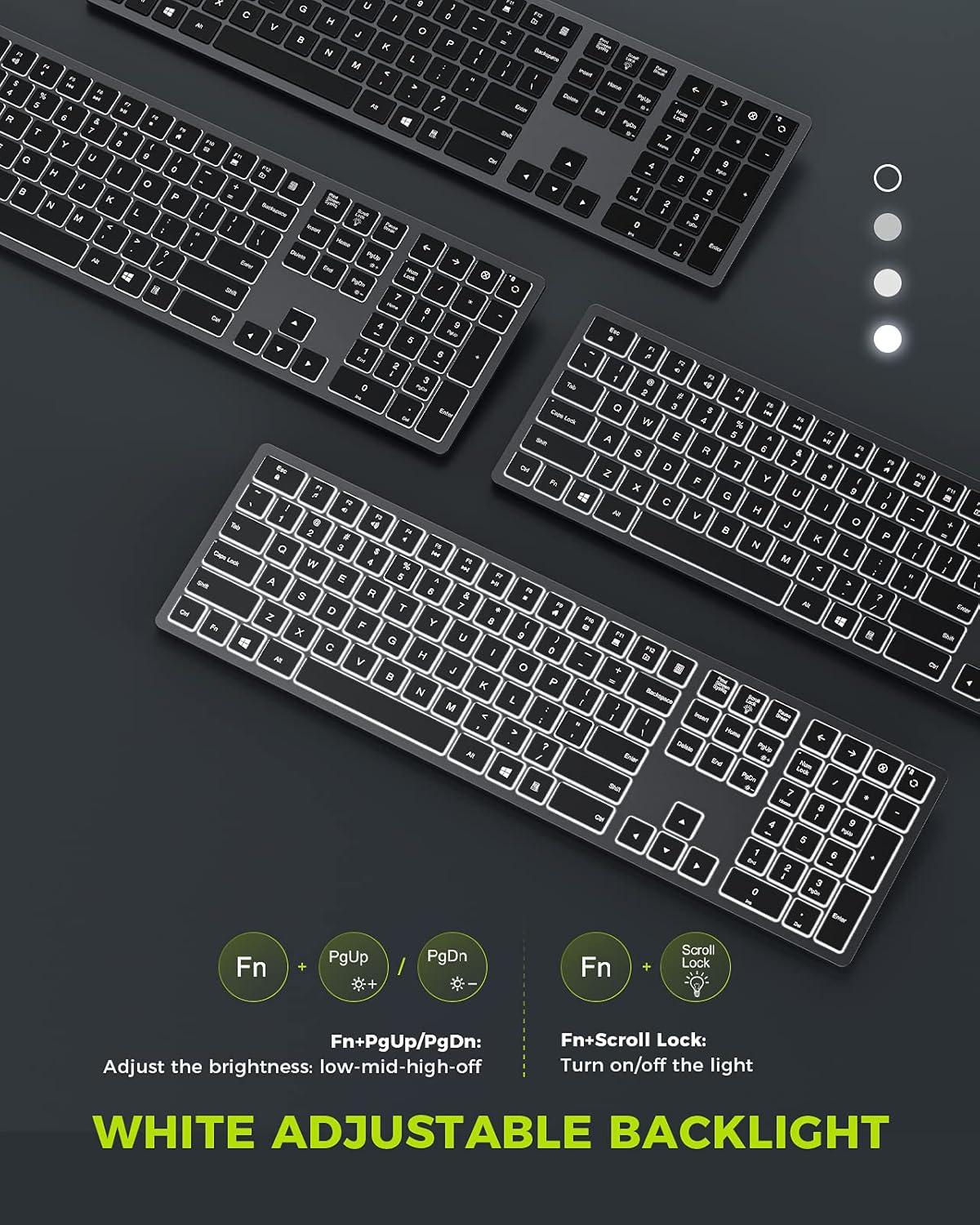 seenda Wireless Backlit Keyboard and Mouse Combo, 2.4G USB Silent Keyboard and Mouse Rechargeable Full-Size Ultra Slim Keyboard & Mouse Set for Windows PC Computer, Laptop, Desktop Pack of 2