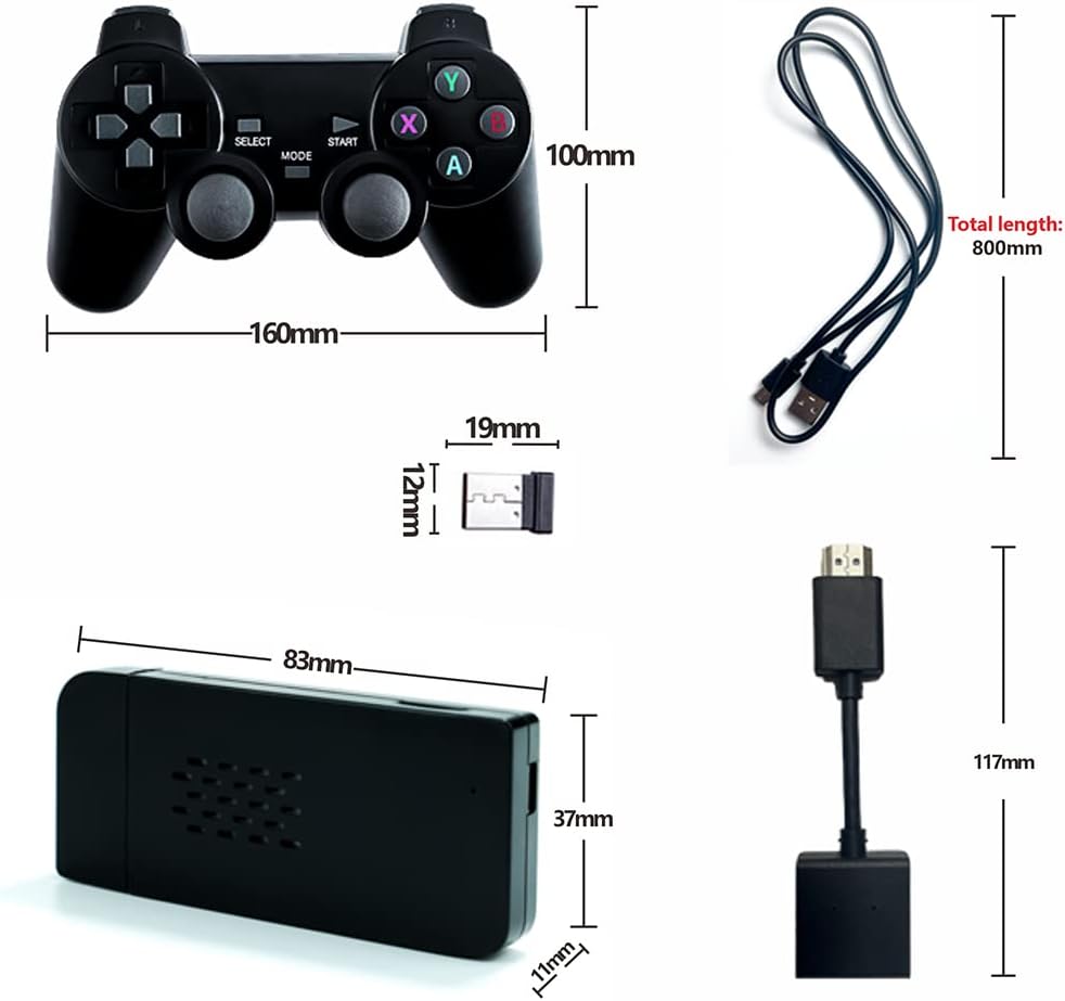DOBEGIN Wireless Retro Game Console Stick Built in 10000+ Classic Games Plug and Play Video Games 4K HDMI Output for TV with 9 Emulators and PS2 Wireless Controller 2.4GHz Gift for Kids Adults Pack of 2